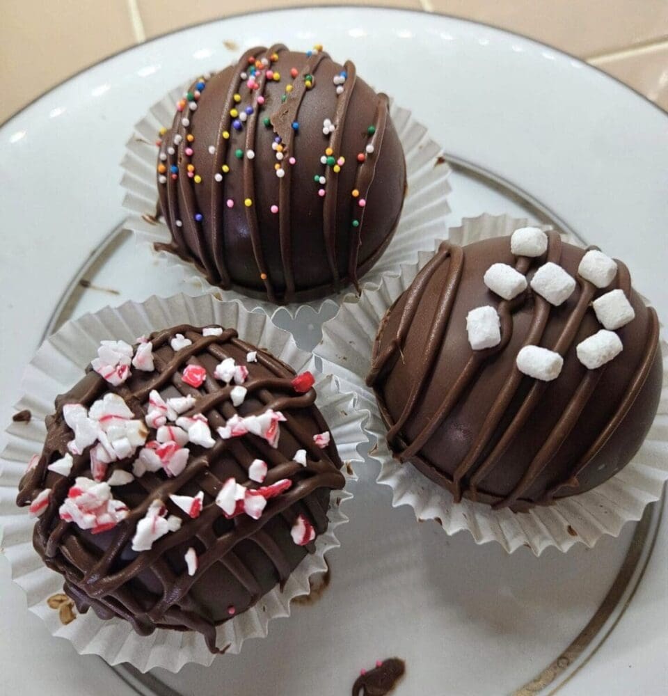 Three chocolate cupcakes