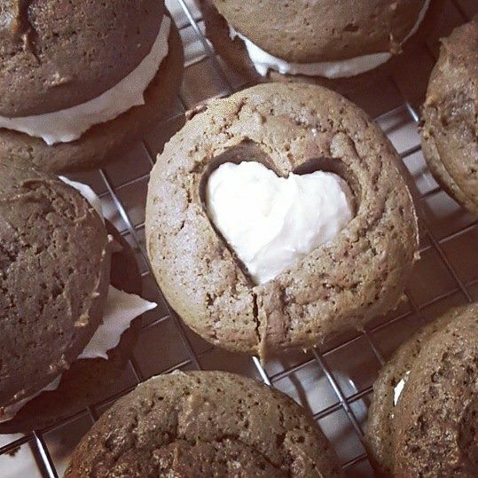 Baked food with heart in the center